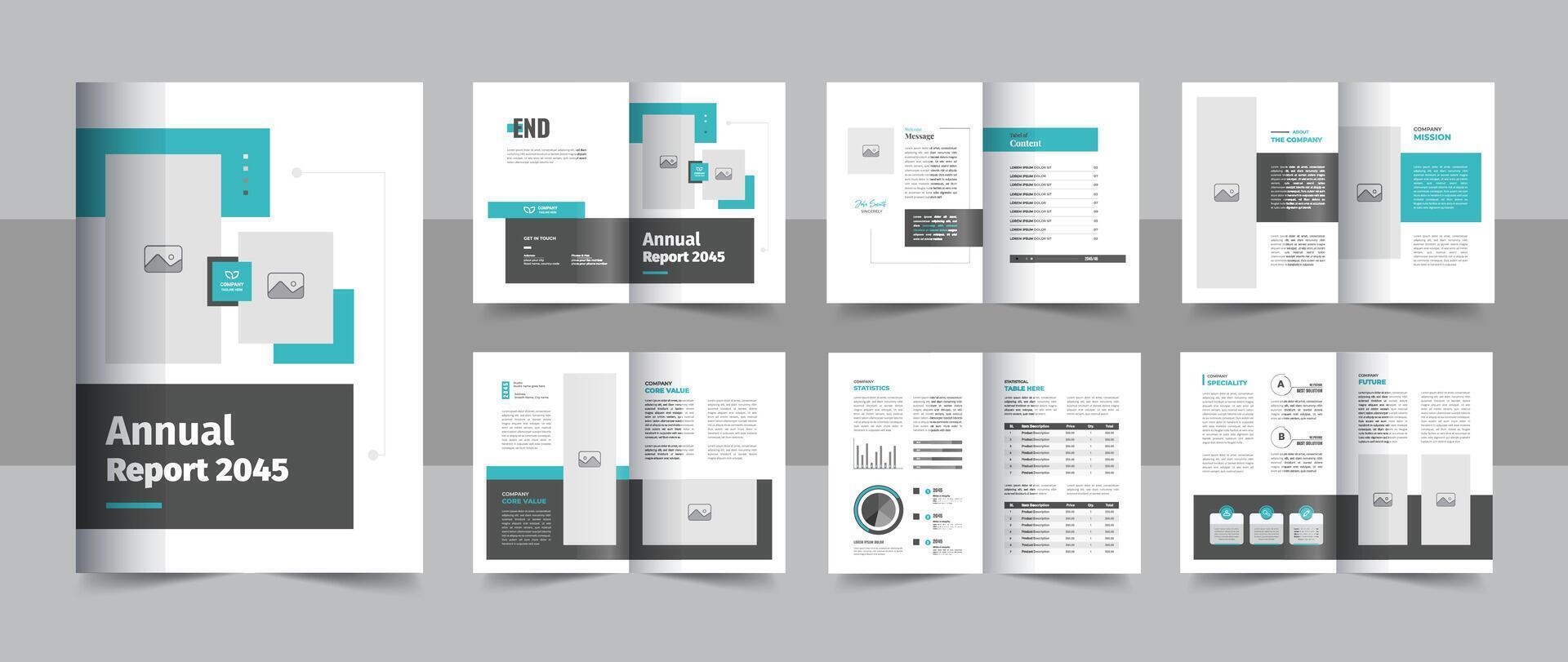 Corporate unique annual report brochure design template layout vector