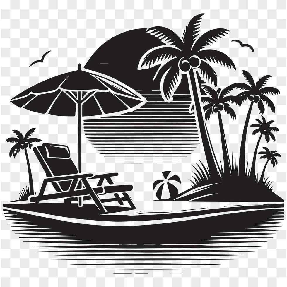 Coastal Calm Chair and Palm Trees vector