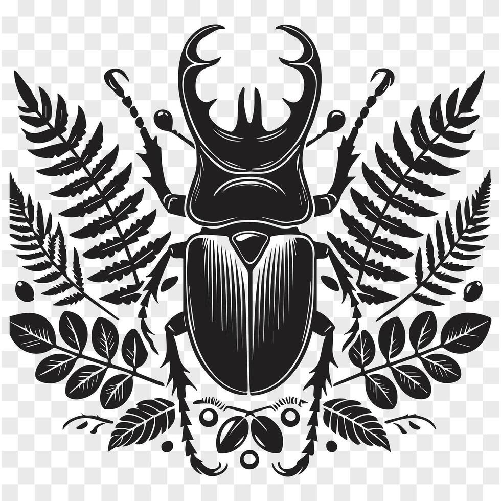 Beetle at Rest Silhouette Illustration. vector