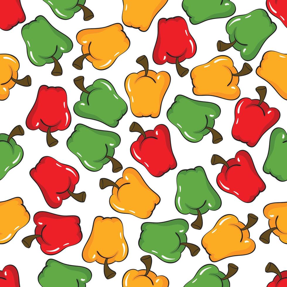 Bell pepper pattern illustration fruit repeated seamless background Best for paper cover fabric gift wrap wall art interior Simple surface pattern design vector