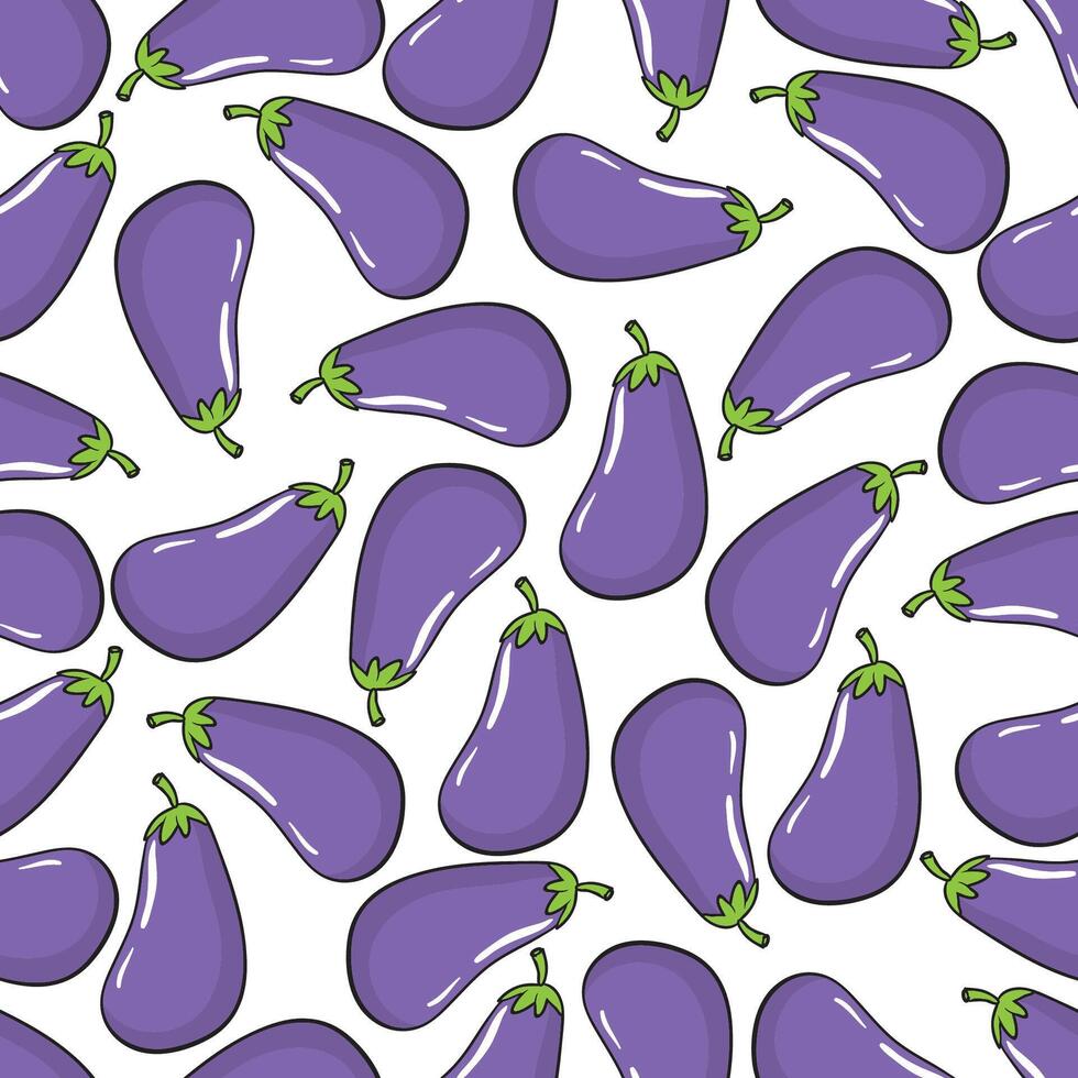 Eggplant pattern illustration, vegetable repeated seamless background Best for paper cover fabric gift wrap wall art interior Simple surface pattern design vector