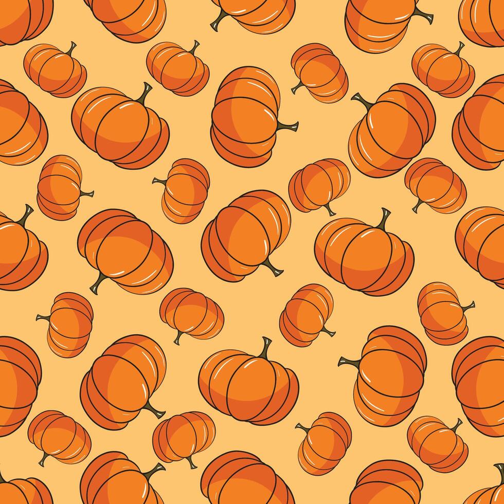 Pumpkin pattern illustration fruit repeated seamless background Best for paper cover fabric gift wrap wall art interior Simple surface pattern design vector