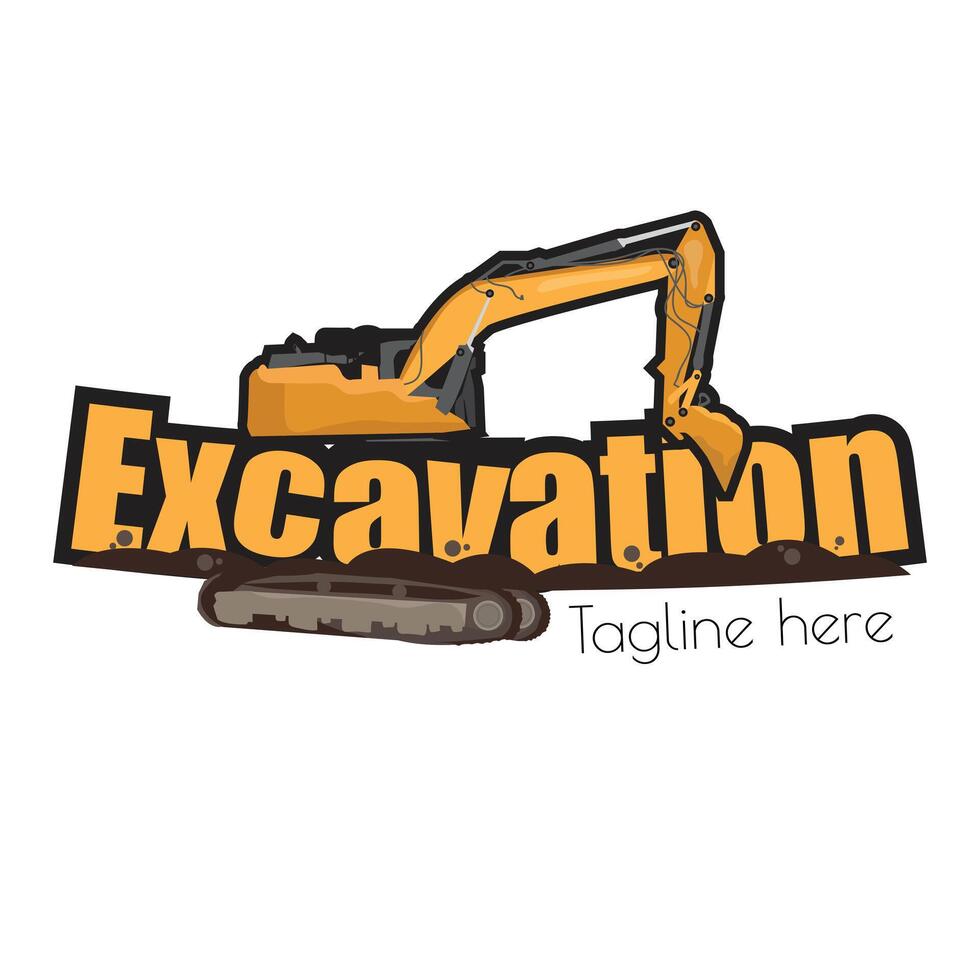 Excavation and construction industry related yellow and black colored logo illustration with dummy text on white background. vector