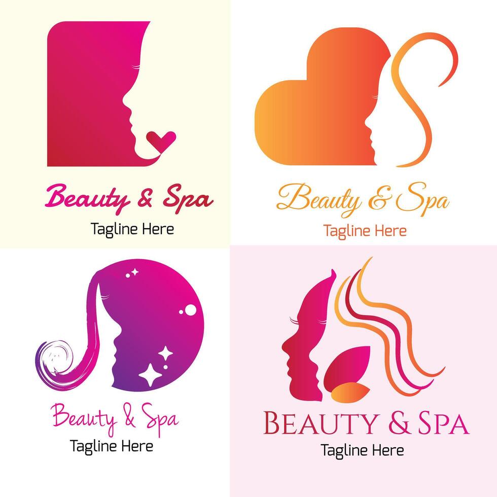 Beauty and Spa logo set illustration with dummy text on white background. vector