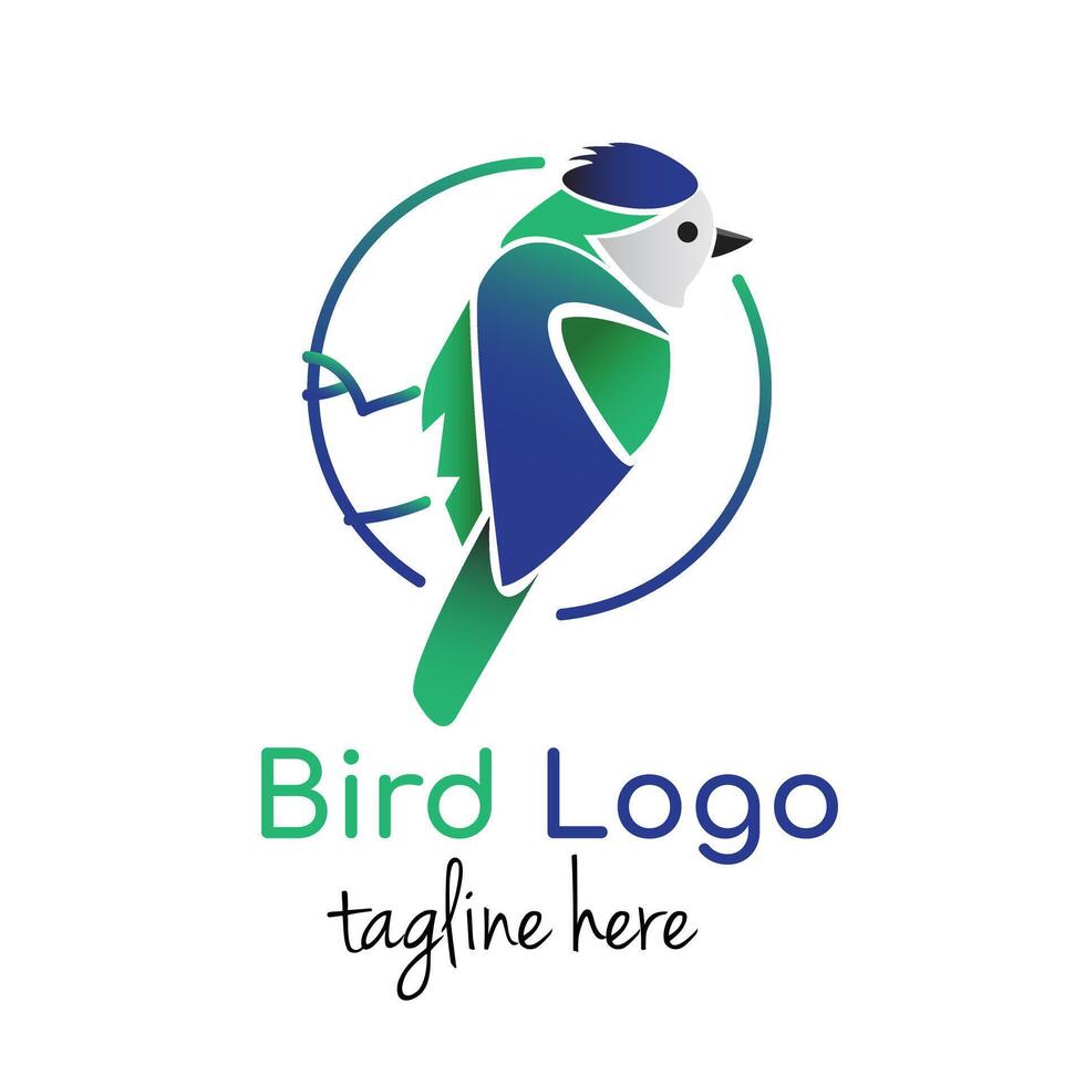 Abstract colorful blue Robin bird illustration with dummy text on white background. vector