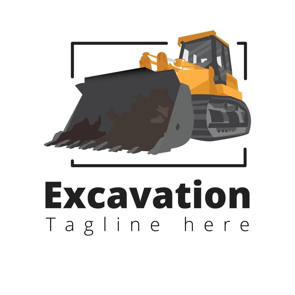 Excavation and construction industry related logo illustration with dummy text on white background. vector