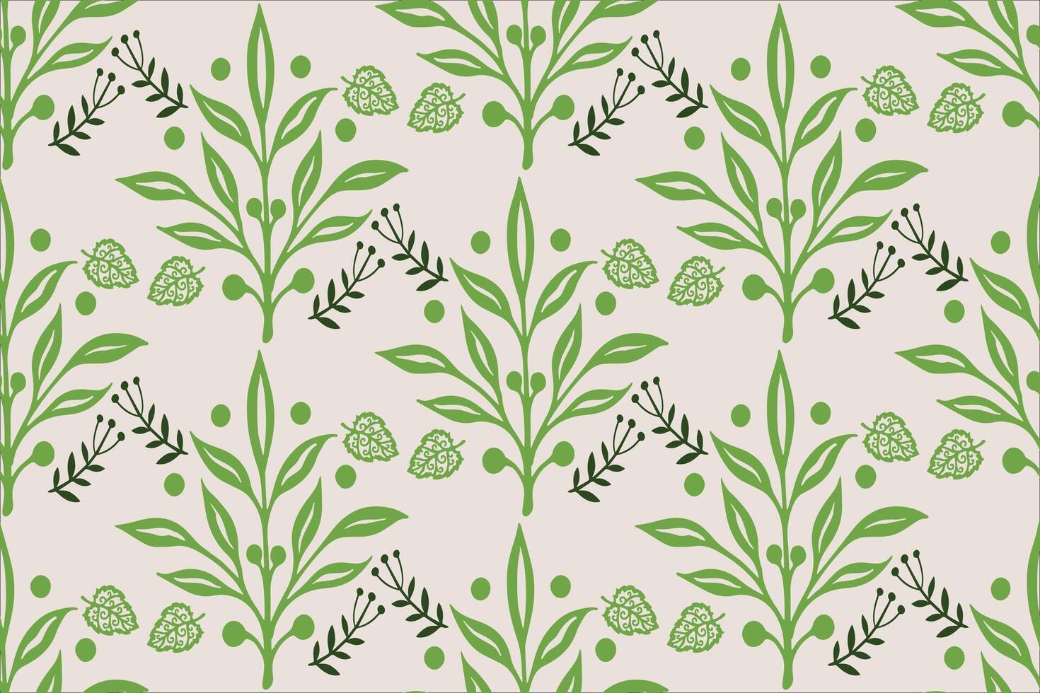 Ornamental green leaf floral seamless design for creative projects vector