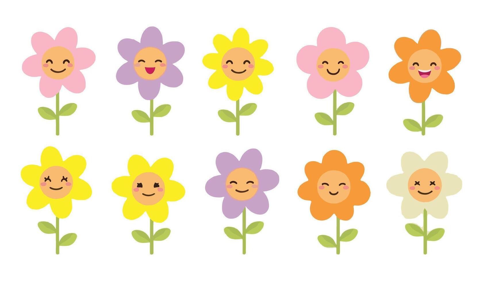 Cute Smiling Flowers vector