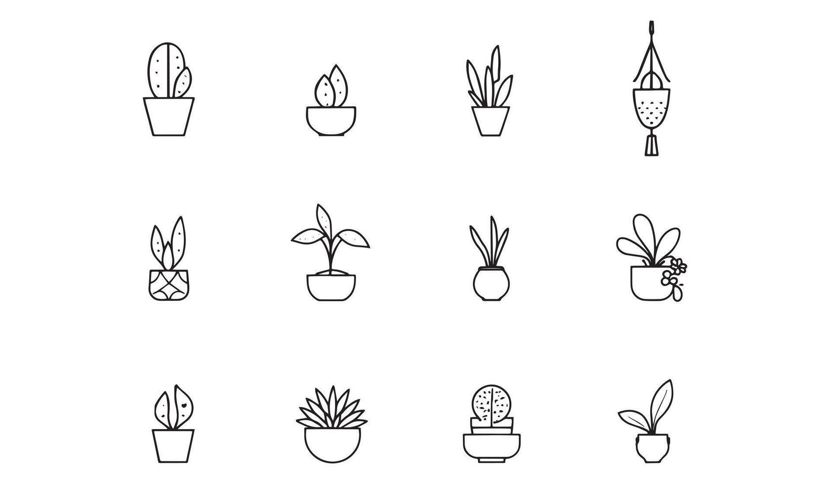 Houseplant Line Icons vector
