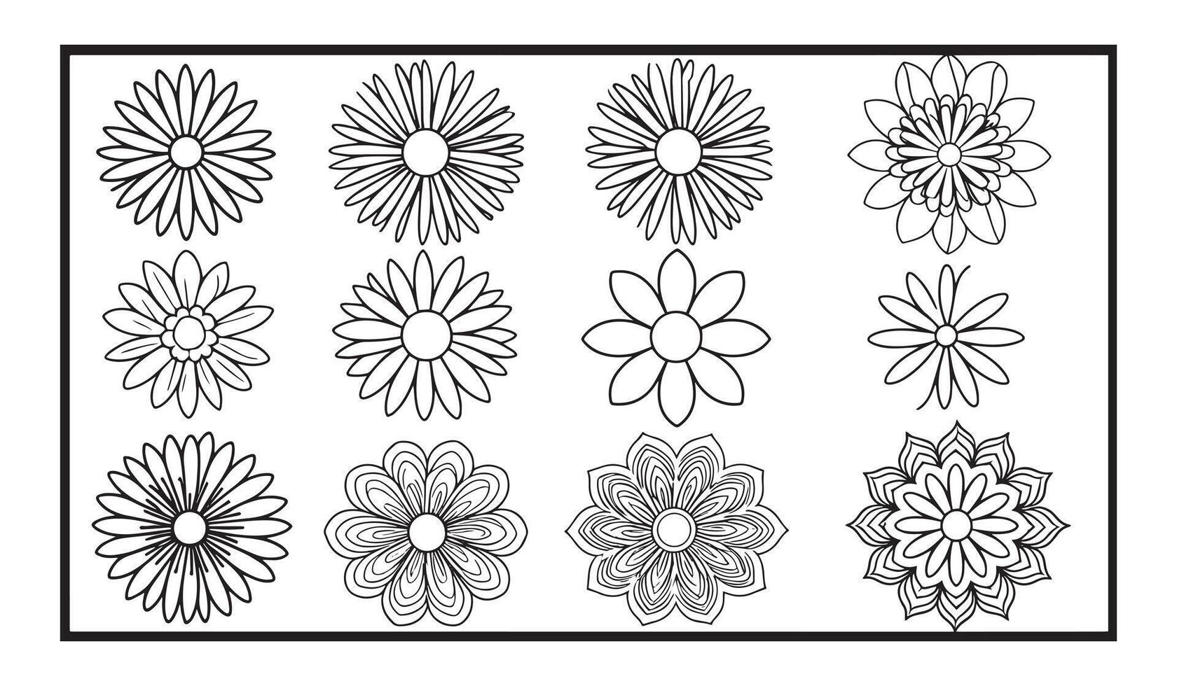 Floral coloring page vector