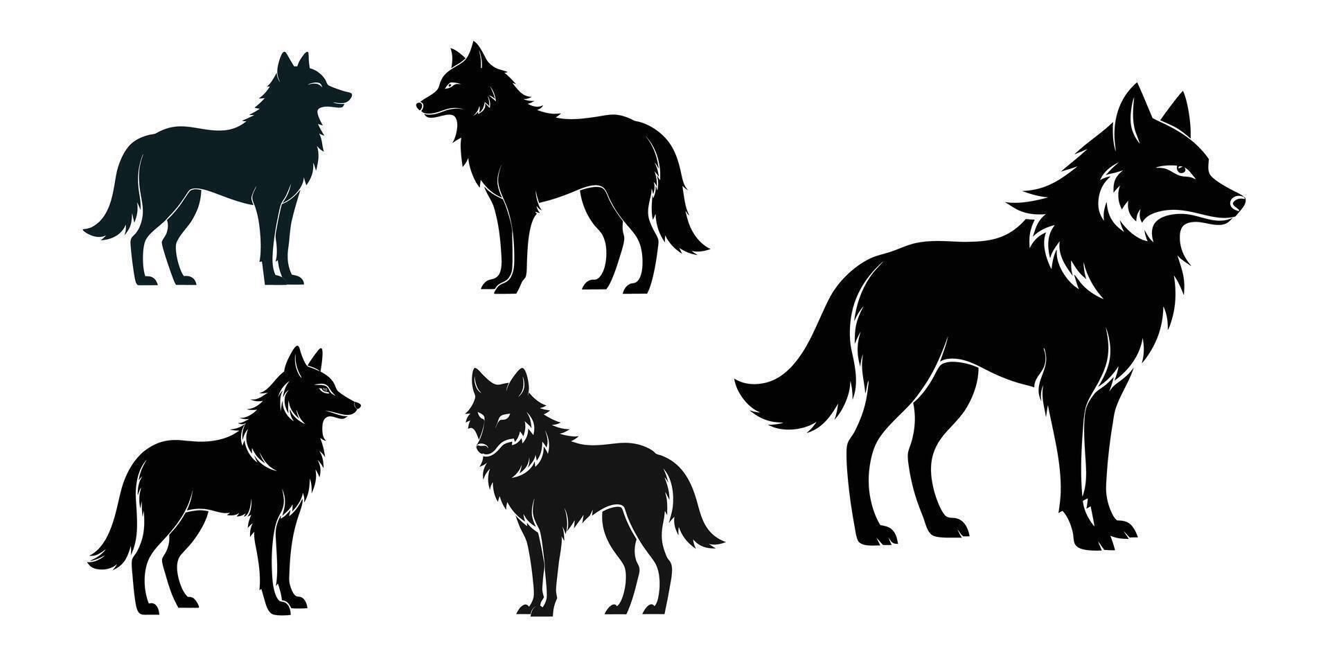 silhouettes of wolf illustration on white background Keywords l vector