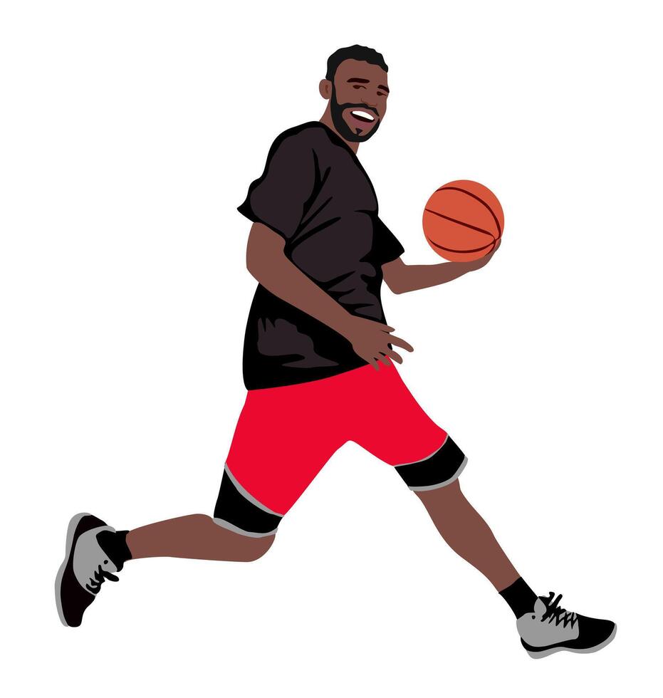 Young african american Basketball player running with ball vector