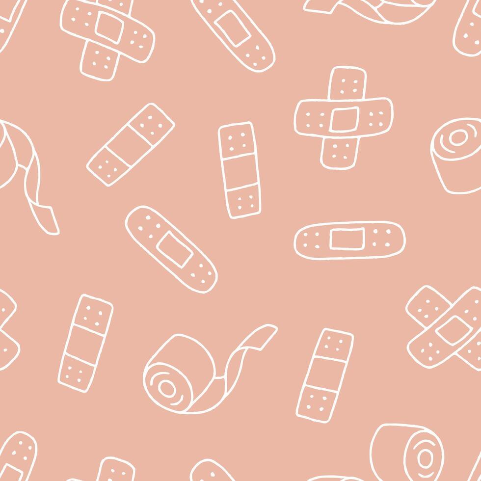 Outline Bunch of Bandage Seamless Pattern illustration Design vector
