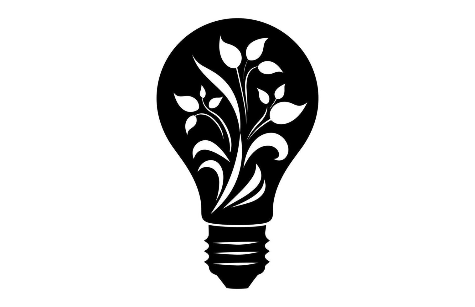 Floral Lightbulb Silhouette vector
