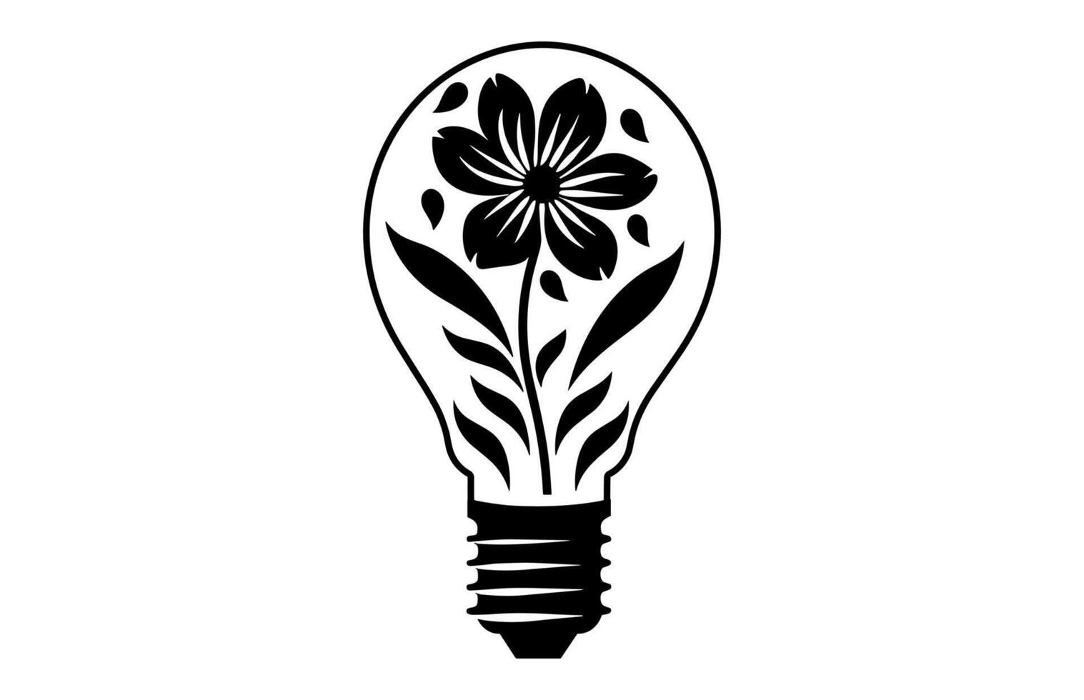 Light Bulb with Flowers Silhouette vector