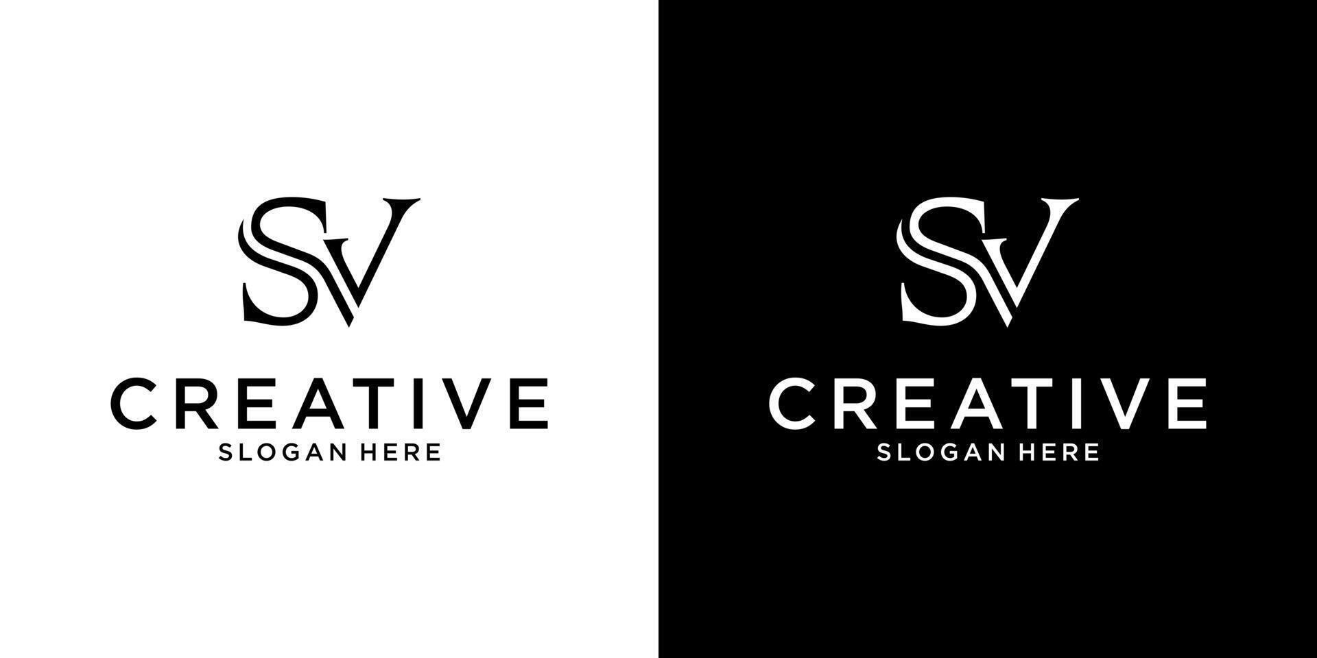 SV or VS initial letter logo design template vector
