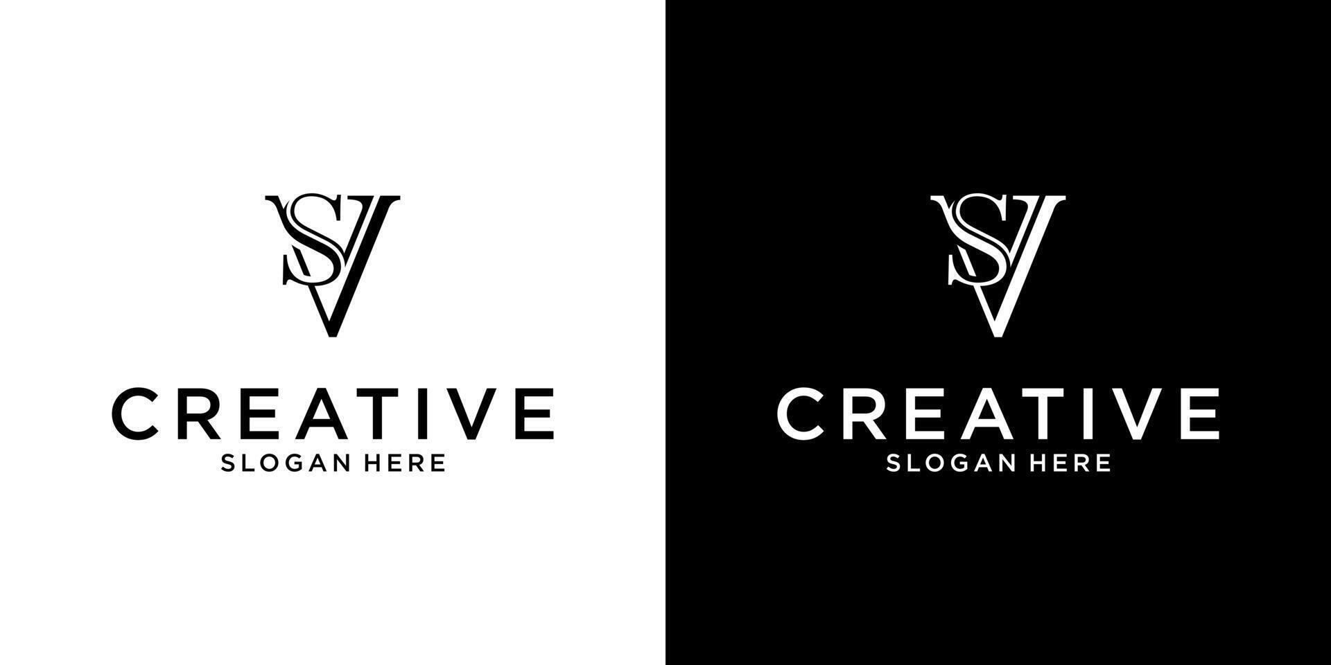 SV or VS initial letter logo design concept vector