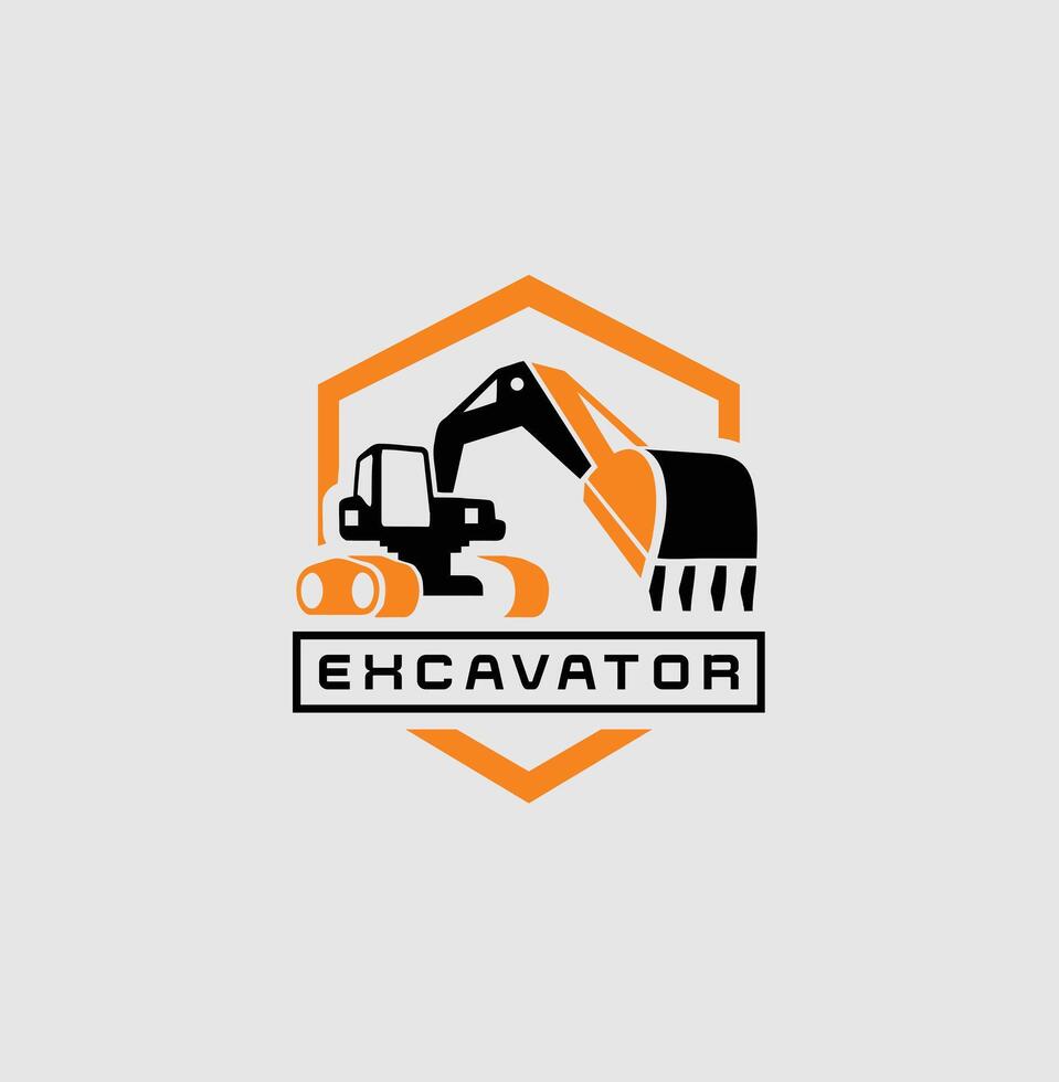 Excavator Logo and icon with template design vector