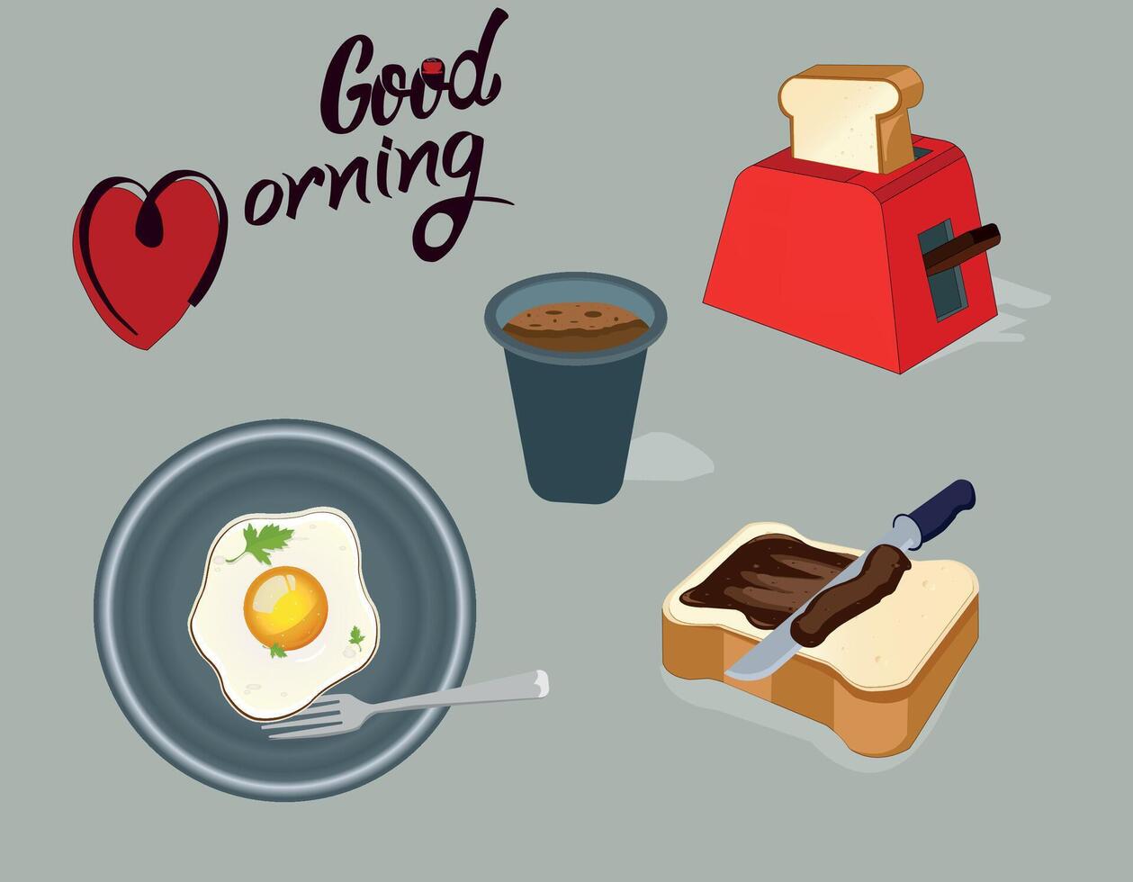 morning healthy fresh breakfast art vector