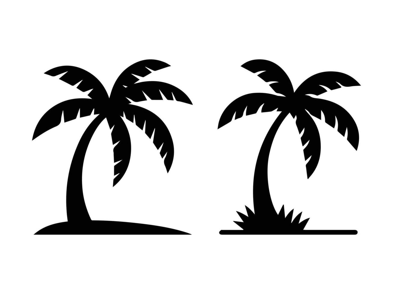 Two Black Silhouette Palm Trees on White Background vector