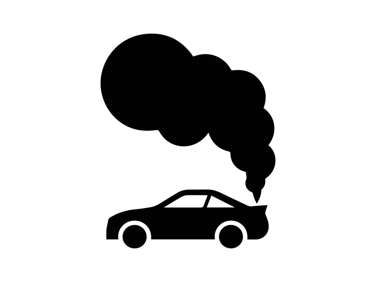 Car with Exhaust Smoke - Environmental Issue Icon vector