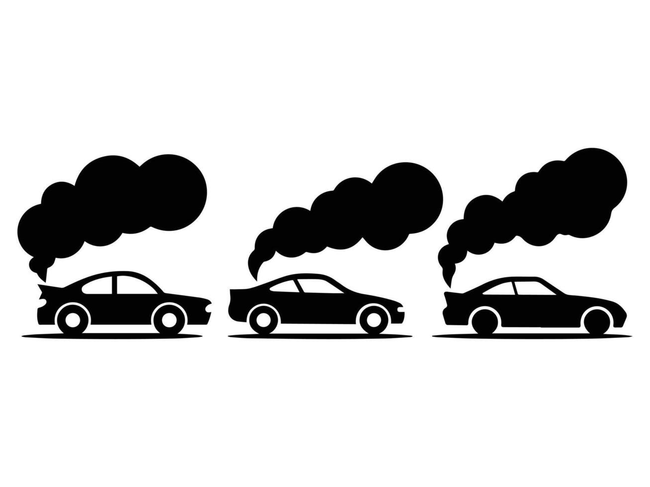 Cars emitting dark smoke, illustrating pollution. vector