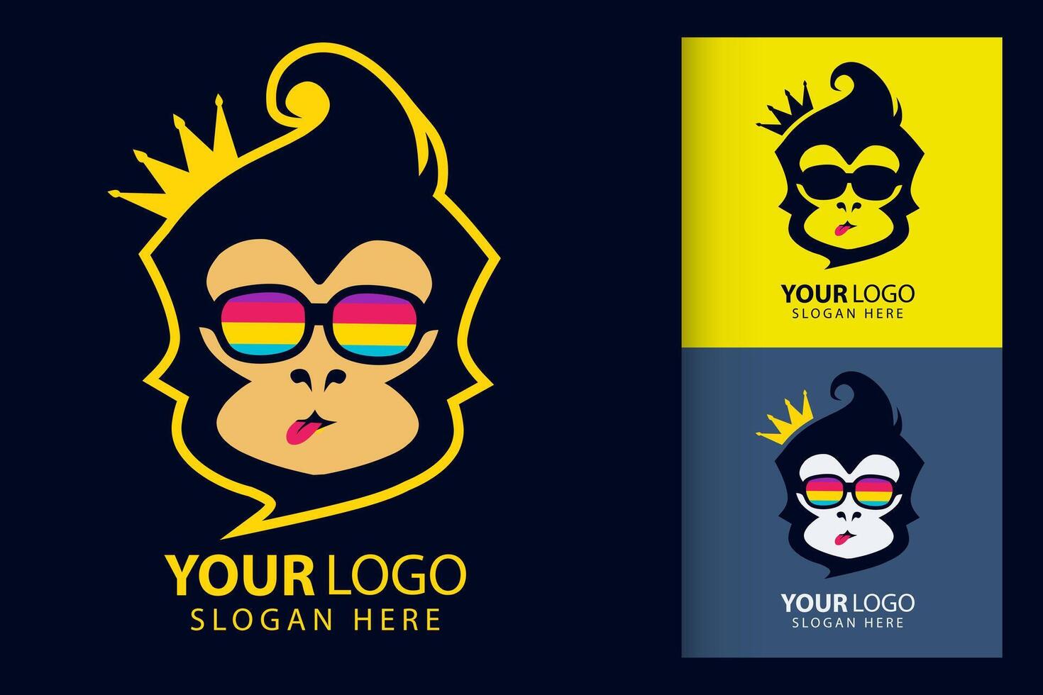 Funny funky monkey template graphic art . Pop Art logo. Colorful design illustration. Isolated background for t-shirt, poster, clothing, merch, apparel, badge design. vector