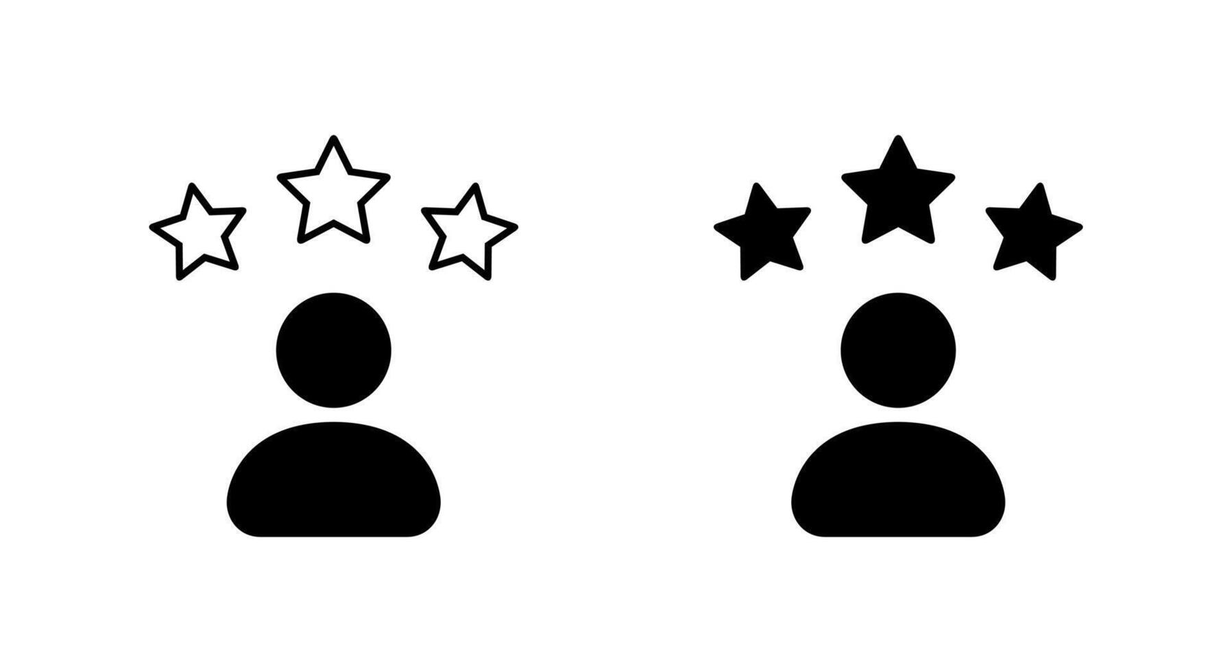Review person icon. Default avatar with three star sign symbol vector