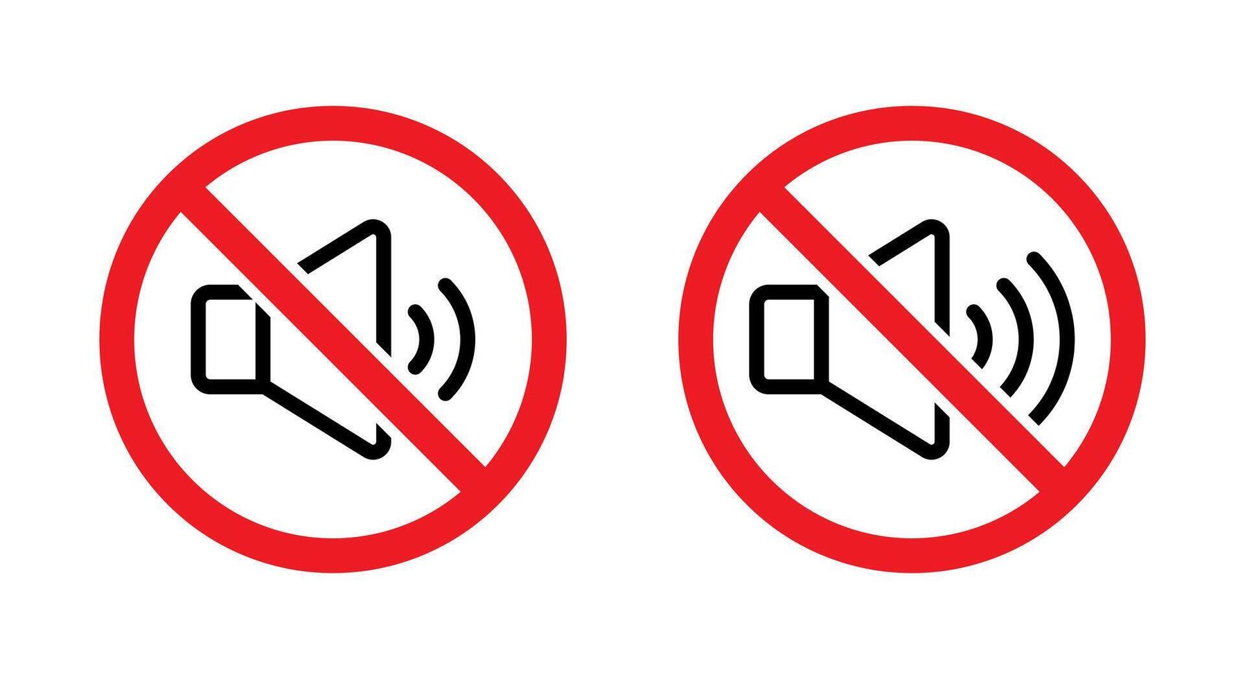 No noise sign in generic style. Audio speaker outline with prohibition symbol icon vector