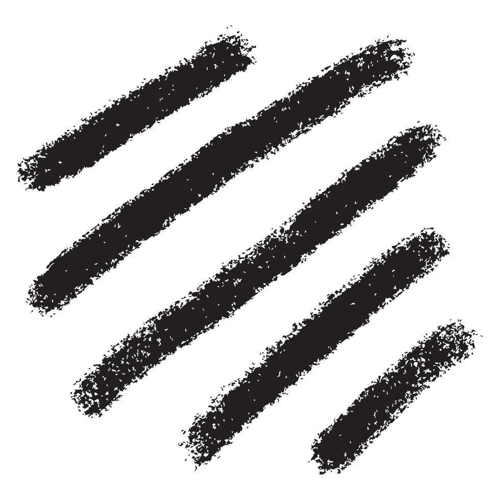 Collection of black textured brush strokes on white background, lines of different lengths. Black artistic brush strokes, hand drawn. vector