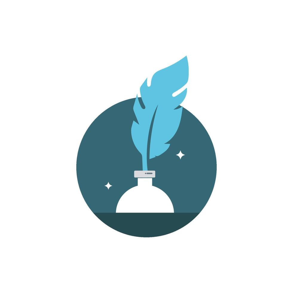 Feather icon blue color and circle vector