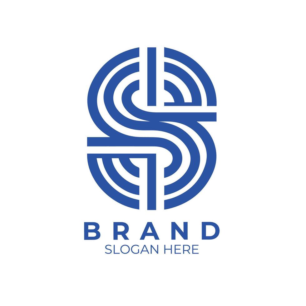 brand logo design with a blue and white letter s vector