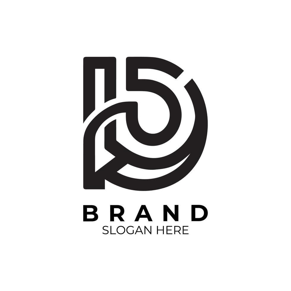 Letter D brand logo design with a black and white image vector