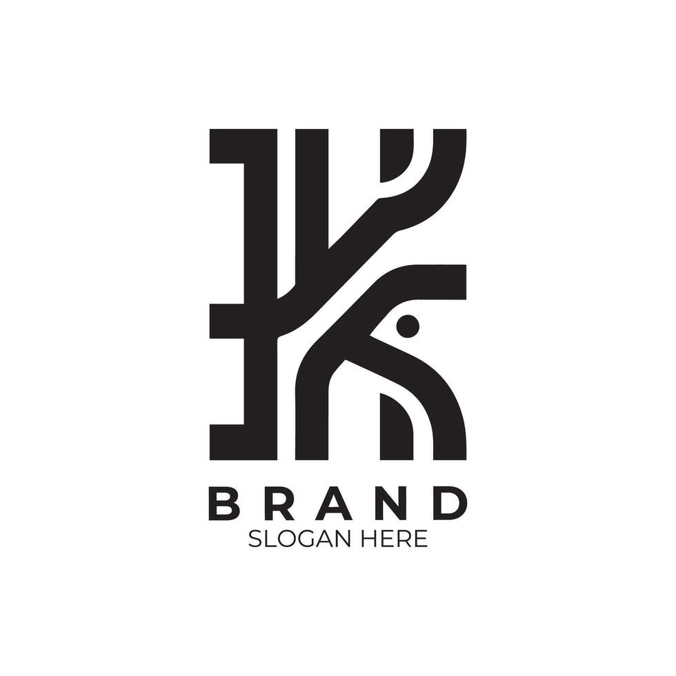 the logo for a brand with K Letter vector