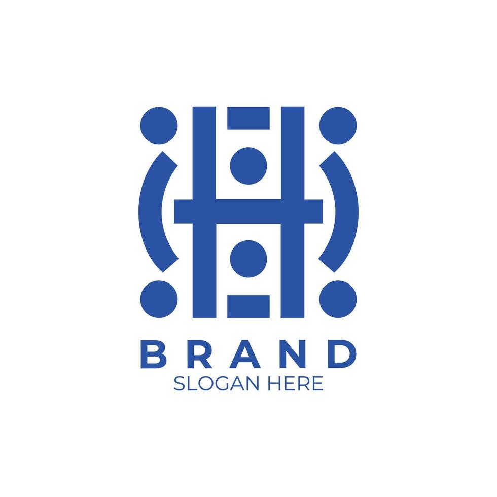 brand logo design template with a letter h and circle shape vector