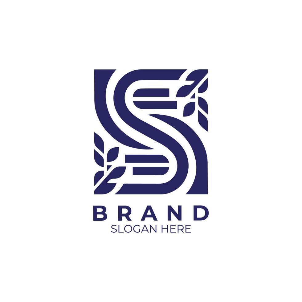 brand logo letter S design template with a leaf and vine vector