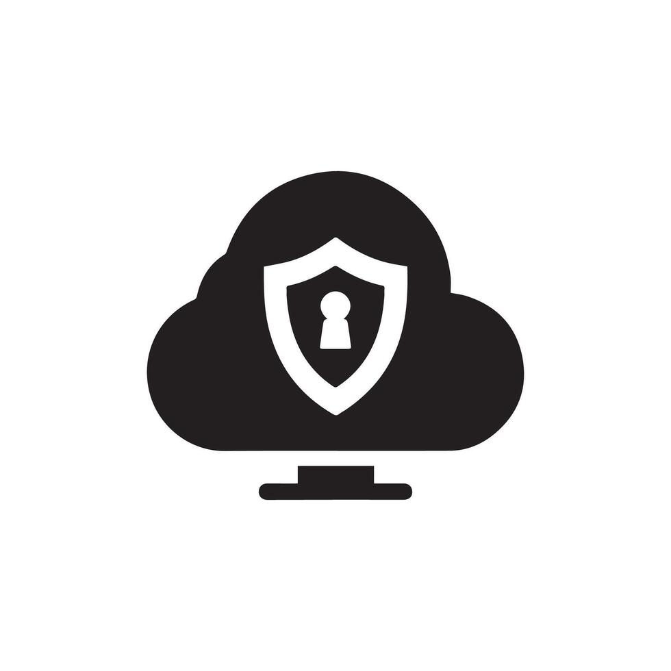 cloud computing with a lock icon vector