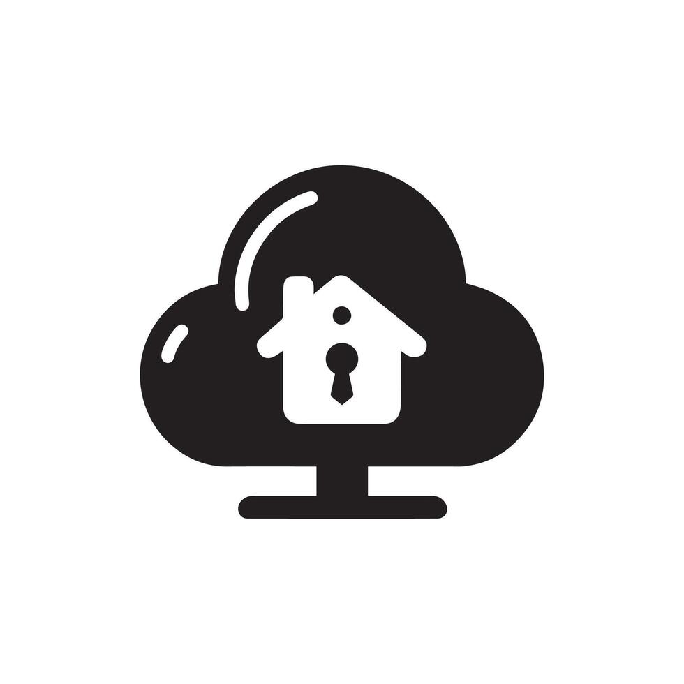 black cloud security with a house inside it vector