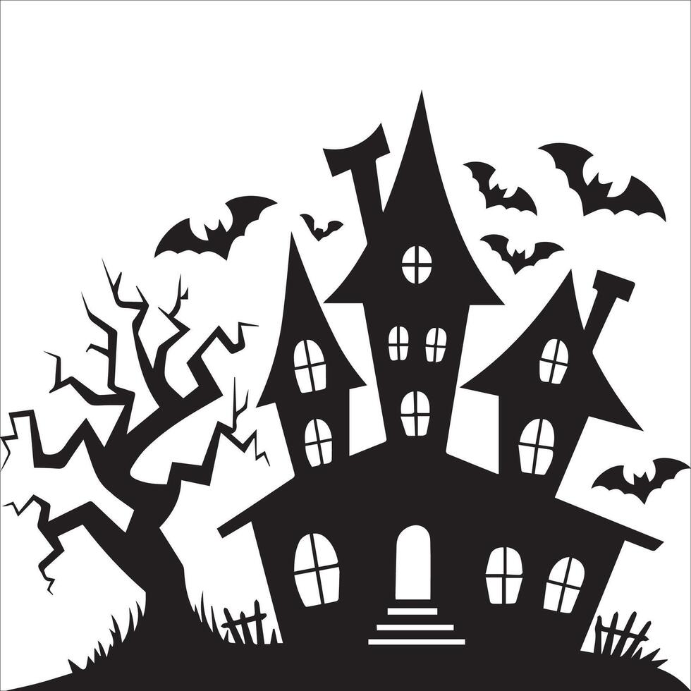 Gloomy Mansion Silhouette vector