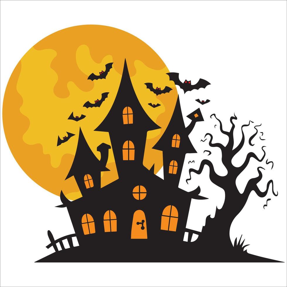 Gothic House with Moonlit Sky Illustration vector