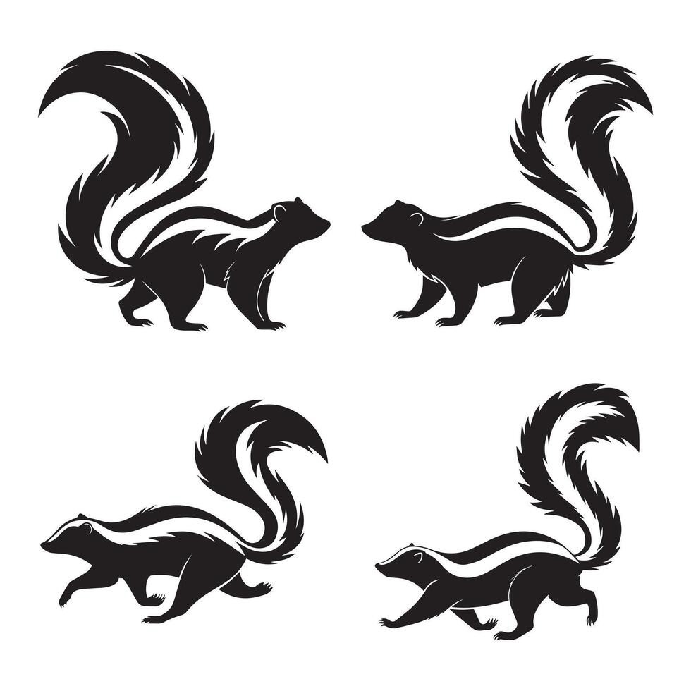 Smooth Skunk Silhouette Illustrations vector