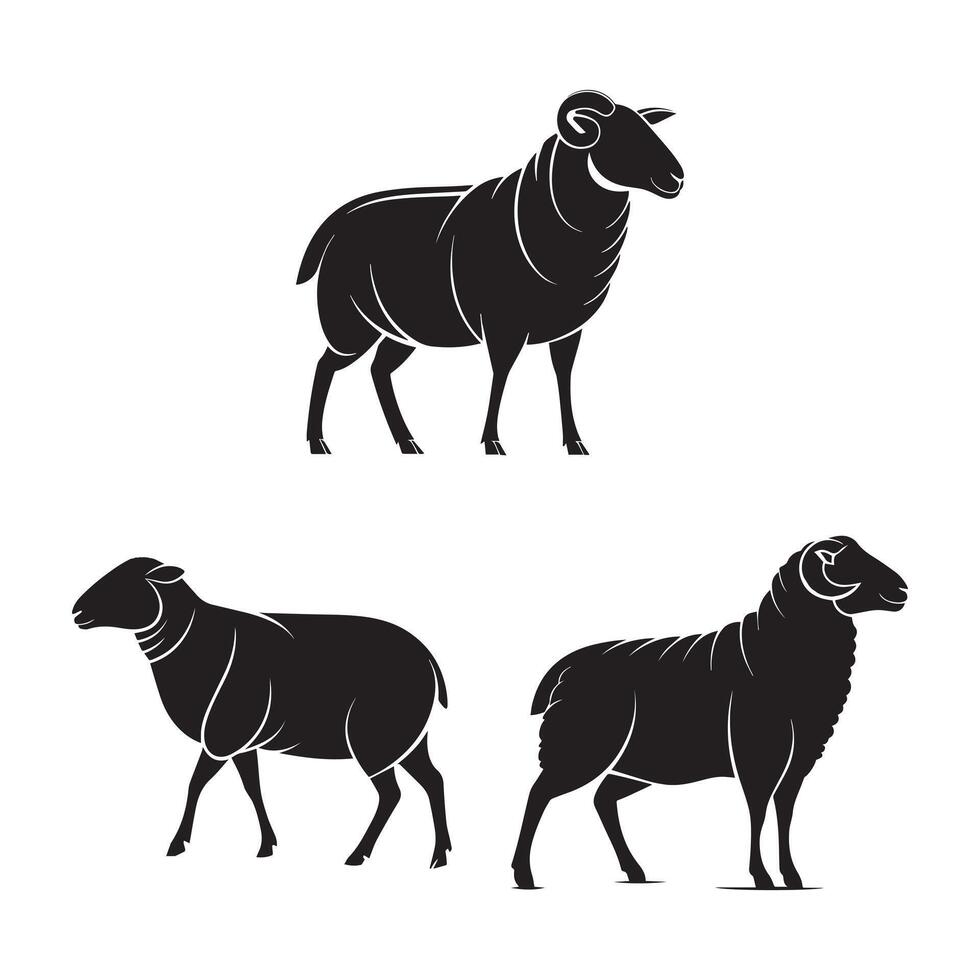 Clean Sheep Silhouettes vector