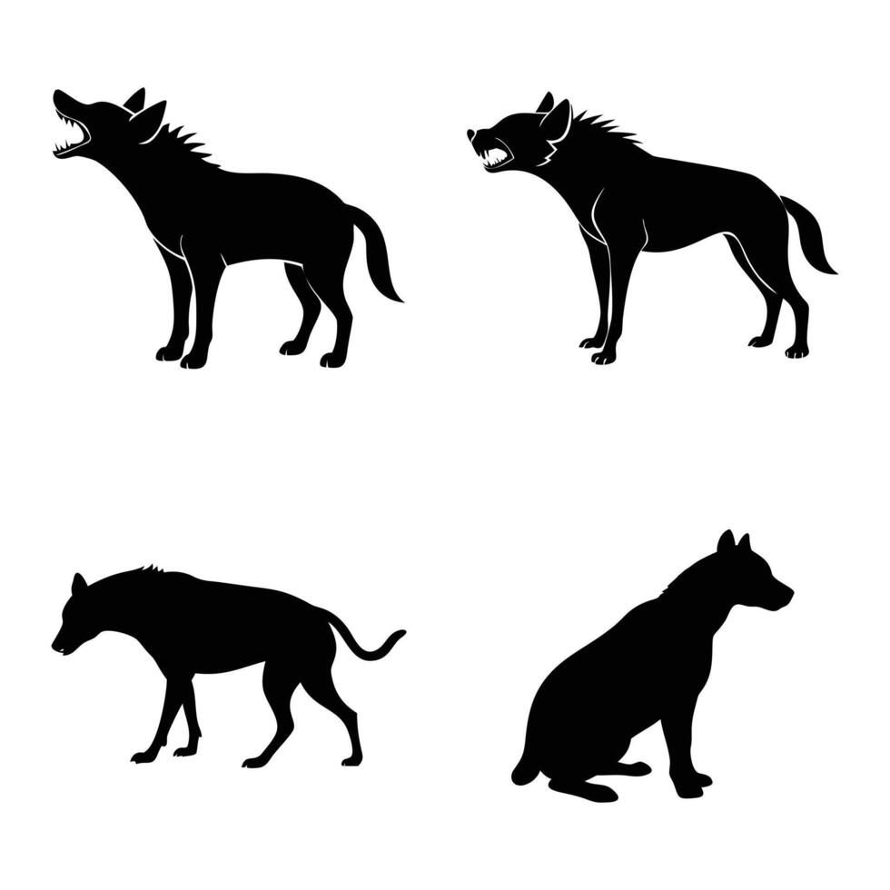 Simple Hyena Illustration Set vector