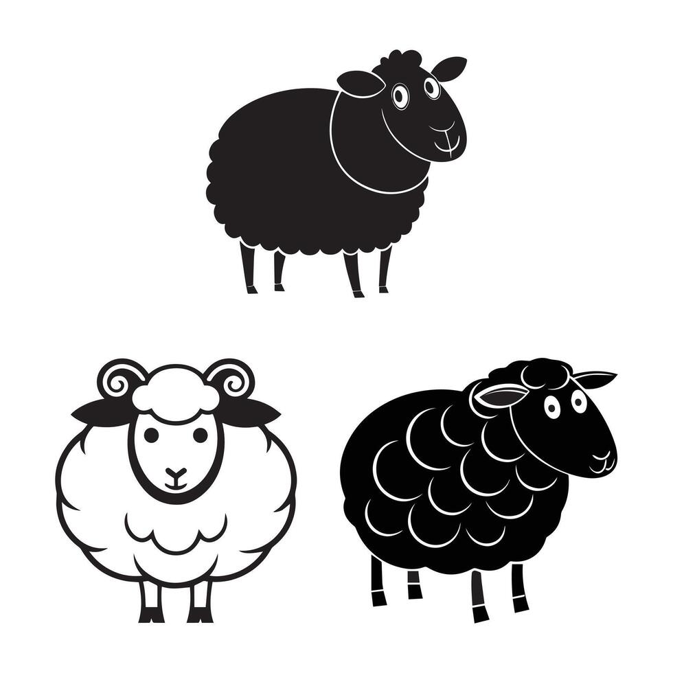 Simple Sheep Illustration Set vector