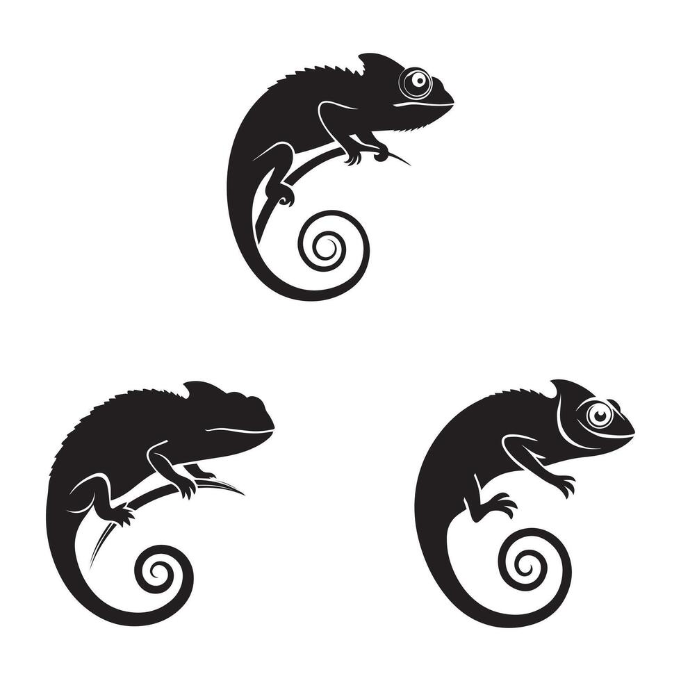 Clean Chameleon Silhouettes vector