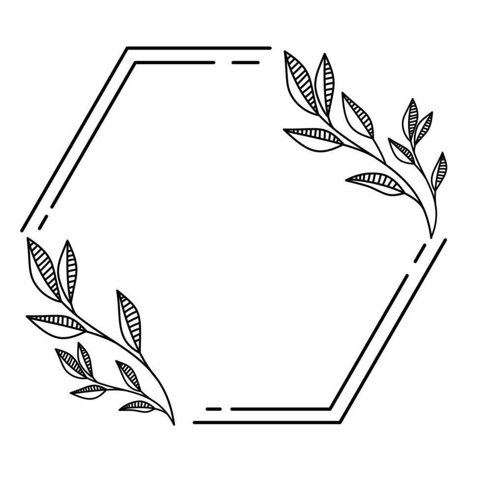 Romantic floral frame lineart vector