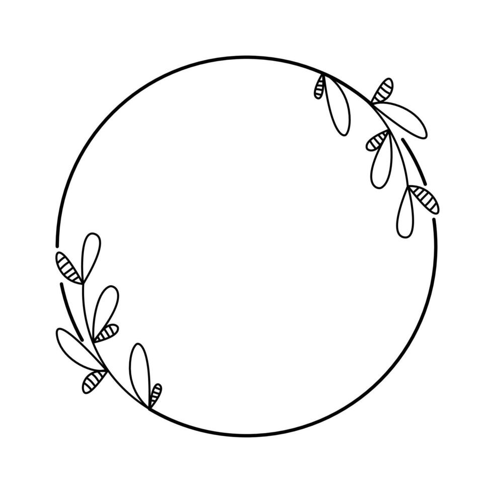 Simple circle floral frame vector