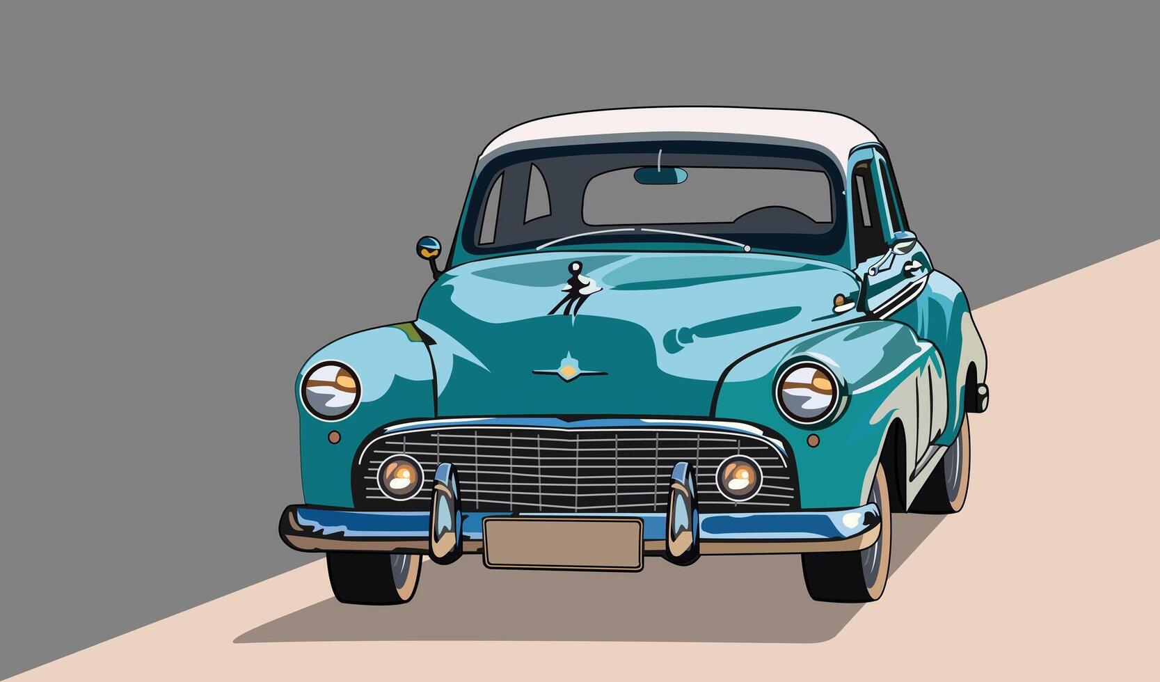 Classic car, blue old car, illustration for background design. vector