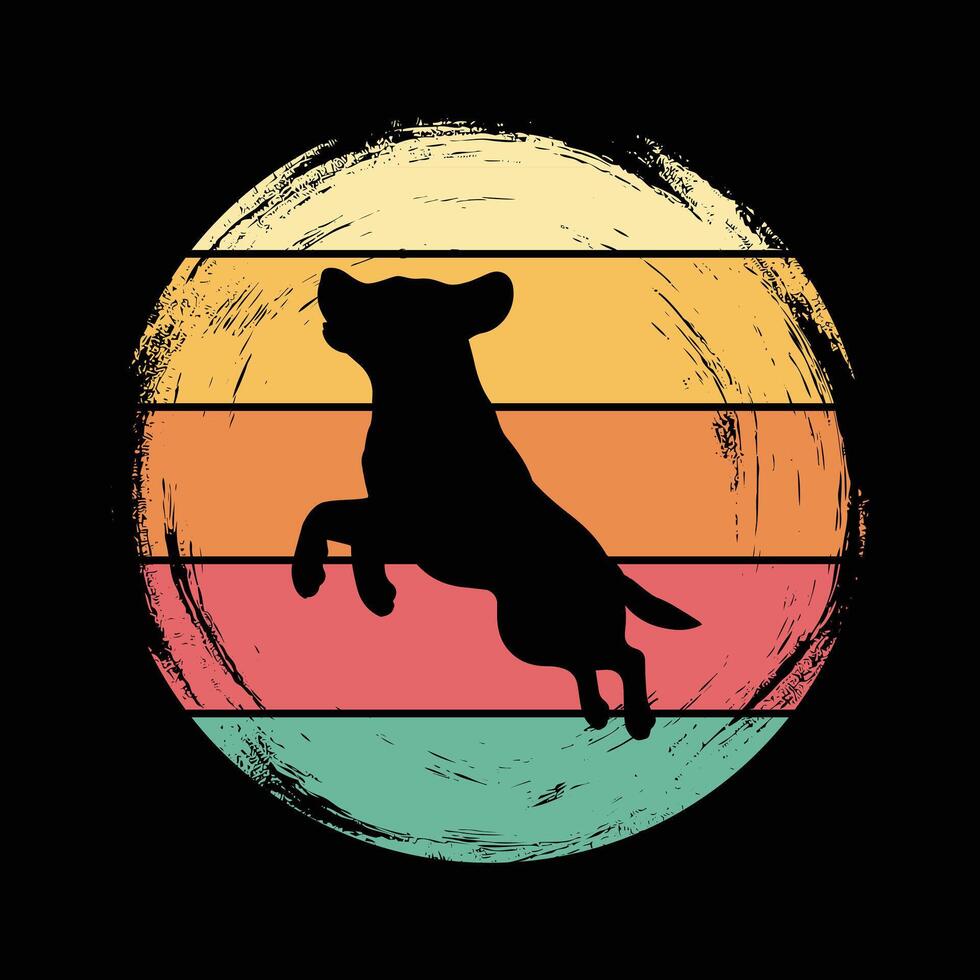 Labrador Retriever in Retro Sunset Design Illustration vector
