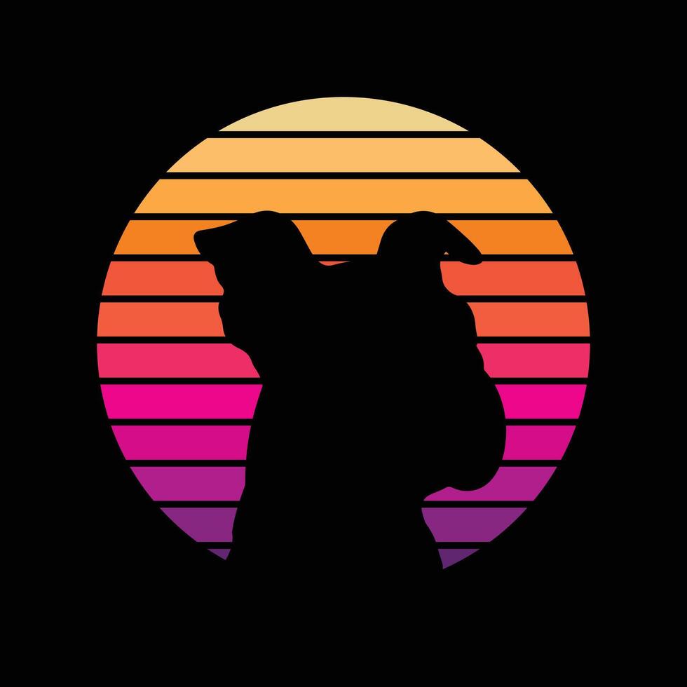 Bulldog with Sunset Retro Vintage Design vector